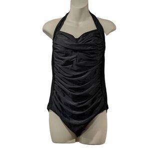 Smismivo One Piece Black‎ Size XL Swimsuit Tummy Control Halter Top Slimming